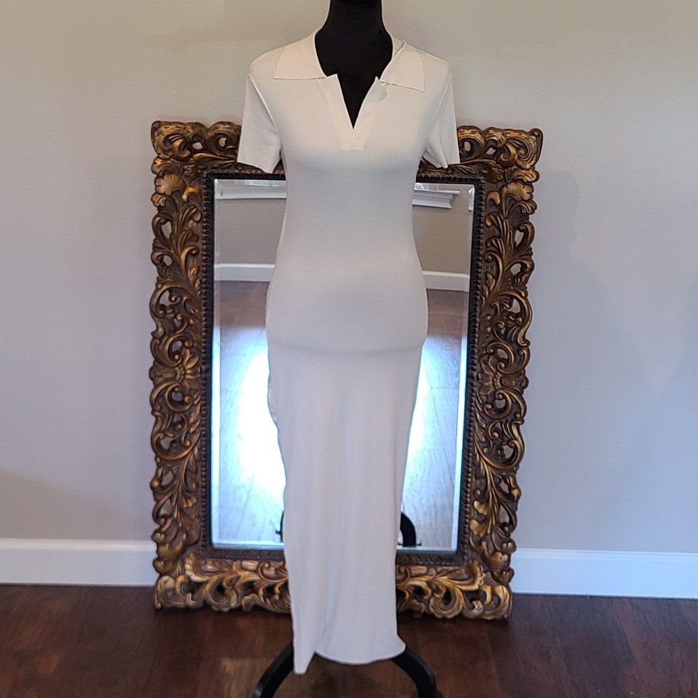 Solado White Ribbed Maxi Dress Ladies Size M